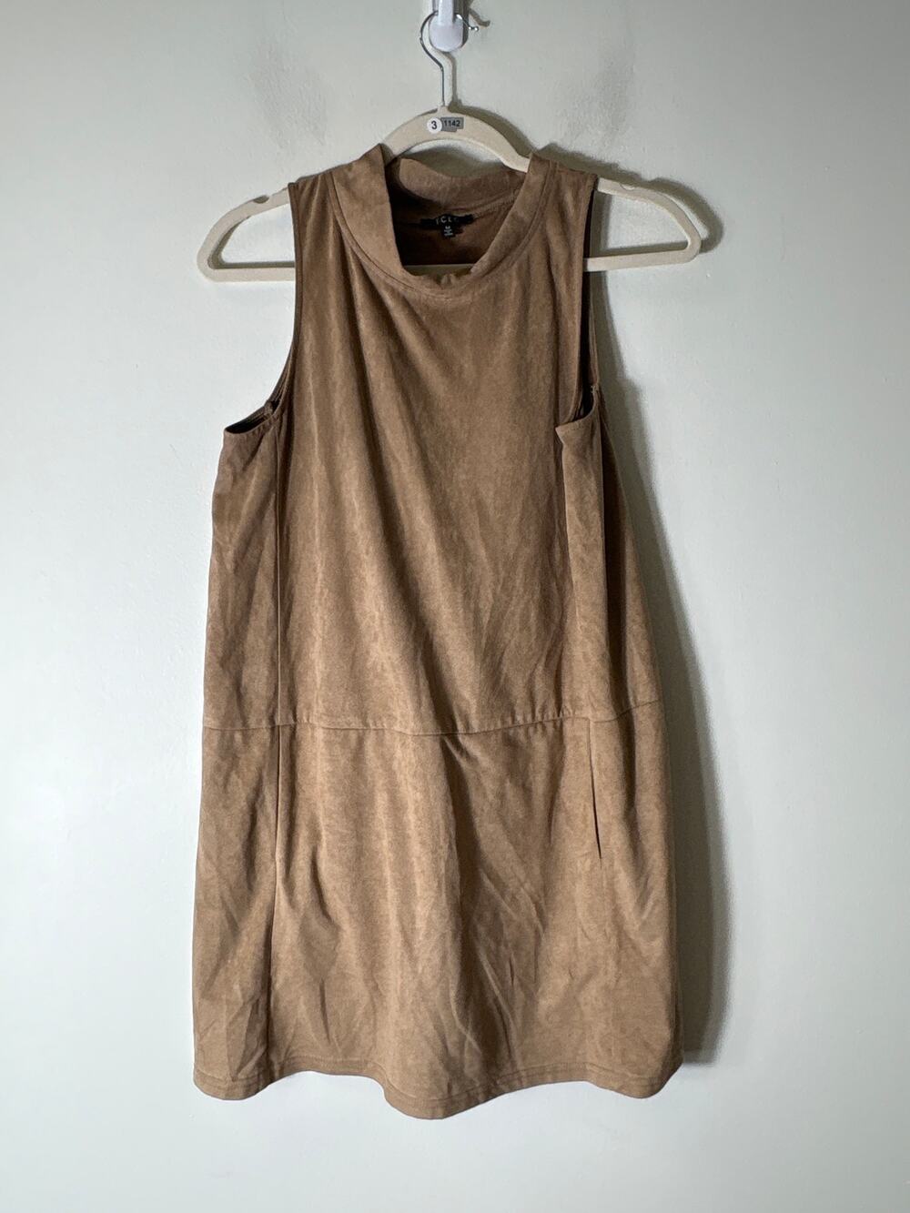TCEC Light Brown Sleeveless Mock Neck Sheath Dress Sz M
